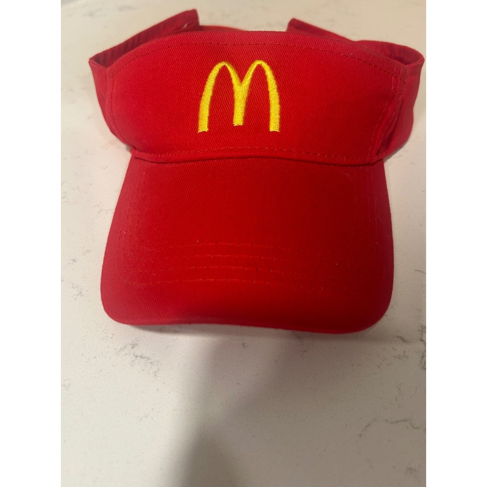 McDonalds Crew Visor Hat Red Yellow Golden Arches Embroidered Hit Wear One Size